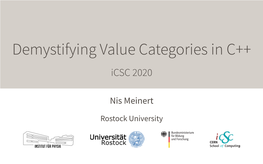 Demystifying Value Categories in C++ Icsc 2020