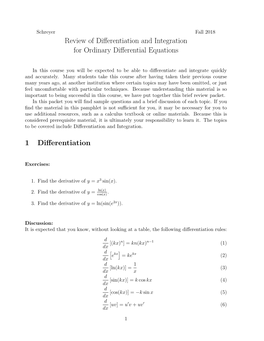 Review of Differentiation and Integration