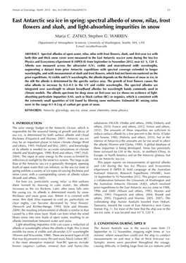 East Antarctic Sea Ice in Spring: Spectral Albedo of Snow, Nilas, Frost Flowers and Slush, and Light-Absorbing Impurities in Snow