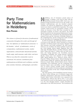 Party Time for Mathematicians in Heidelberg