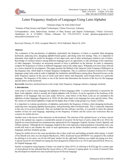 Letter Frequency Analysis of Languages Using Latin Alphabet