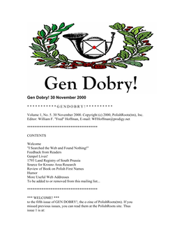 Gen Dobry! 30 November 2000