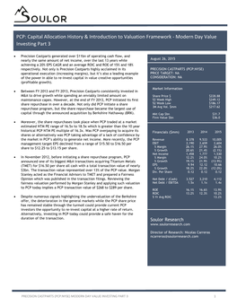 PCP: Capital Allocation History & Introduction to Valuation Framework