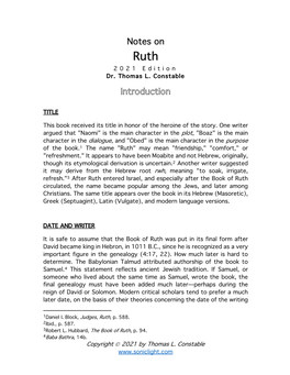 Notes on Ruth 202 1 Edition Dr