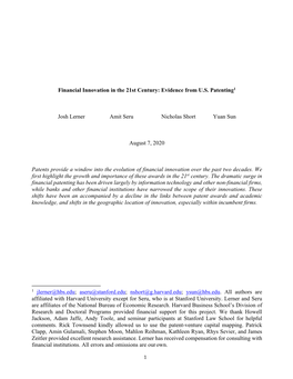 Financial Innovation in the 21St Century: Evidence from U.S