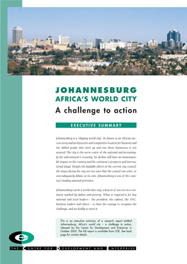 JOHANNESBURG a Challenge to Action