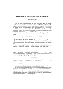 A Probabilistic Proof of Wallis's Formula for Π