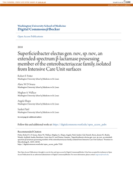 Superficieibacter Electus Gen. Nov., Sp. Nov., an Extended-Spectrum Î²