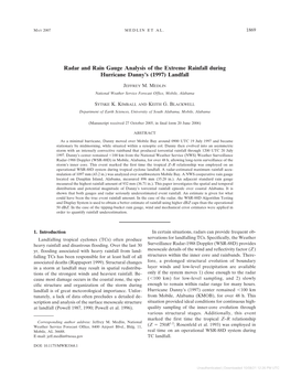 Radar and Rain Gauge Analysis of the Extreme Rainfall During Hurricane Danny’S (1997) Landfall