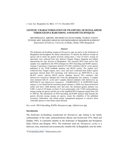 Genetic Characterization of Swamp Eel of Bangladesh Through Dna Barcoding and Rapd Techniques