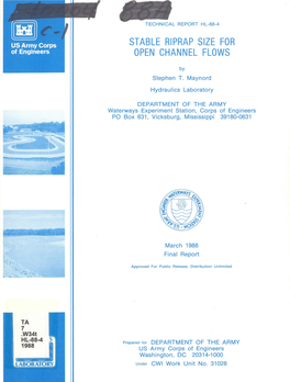 Stable Riprap Size for Open Channel Flows