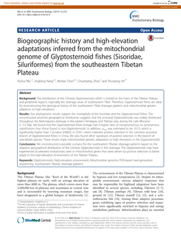 Biogeographic History and High-Elevation Adaptations