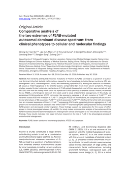 FLNB-Mutated Autosomal Dominant Disease Spectrum: from Clinical Phenotypes to Cellular and Molecular Findings