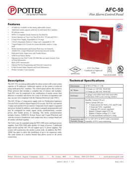 AFC-50 Fire Alarm Control Panel