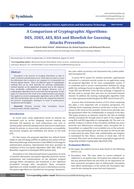 A Comparison of Cryptographic Algorithms: DES, 3DES, AES, RSA