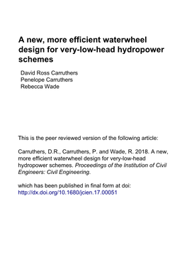 A New, More Efficient Waterwheel Design for Very-Low-Head Hydropower Schemes