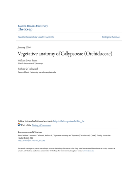 Vegetative Anatomy of Calypsoeae (Orchidaceae) William Louis Stern Florida International University