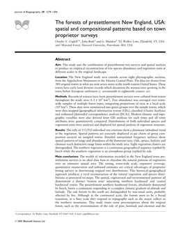 The Forests of Presettlement New England, USA: Spatial and Compositional Patterns Based on Town Proprietor Surveys Charles V