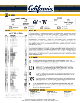 Cal Baseball Schedule Need to Know Vs Golden