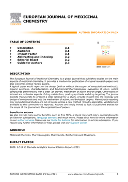 European Journal of Medicinal Chemistry