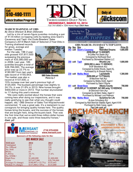 OBS MARCH SALE TOTALS 2014 2013 Catalogued 411 345 No