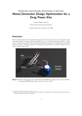 Motor/Generator Design Optimization for a Drag Power Kite