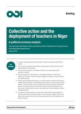 Collective Action and the Deployment of Teachers in Niger a Political Economy Analysis