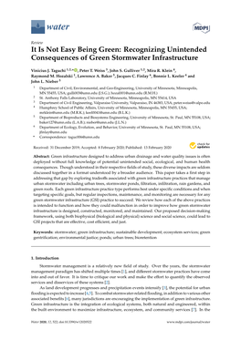 It Is Not Easy Being Green: Recognizing Unintended Consequences of Green Stormwater Infrastructure