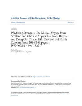 Wayfaring Strangers: the Musical Voyage from Scotland and Ulster to Appalachia. Fiona Ritchie and Doug Orr. Chapel Hill: University of North Carolina Press, 2014