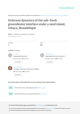 Holocene Dynamics of the Salt-Fresh Groundwater Interface Under a Sand Island, Inhaca, Mozambique