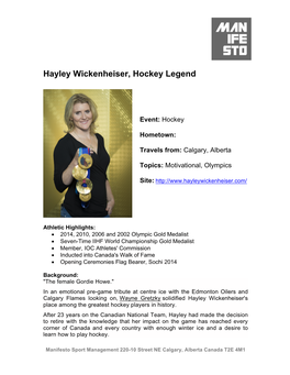 Hayley Wickenheiser, Hockey Legend