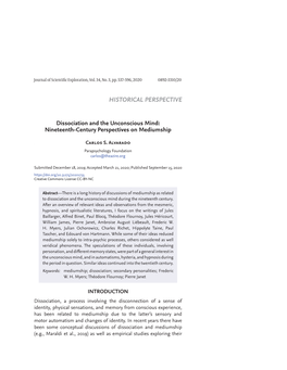 Dissociation and the Unconscious Mind: Nineteenth-Century Perspectives on Mediumship