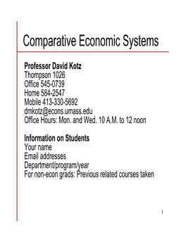 Comparative Economic Systems