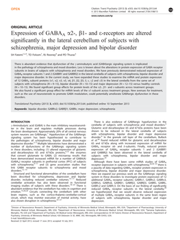 Expression of GABAA Α2-, Β1- And