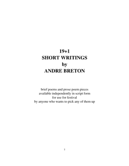 19+1 SHORT WRITINGS by ANDRE BRETON