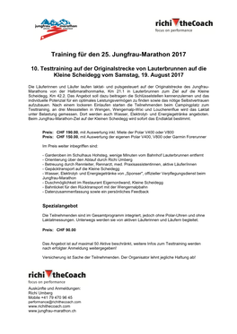 Training Für Den 25. Jungfrau-Marathon 2017