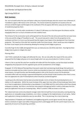 PA12/04228, Pensipple Farm, St Keyne, Liskeard, Cornwall Local Member and Applicant Bernie Ellis Elgin Energy ESCO Ltd Brief Su