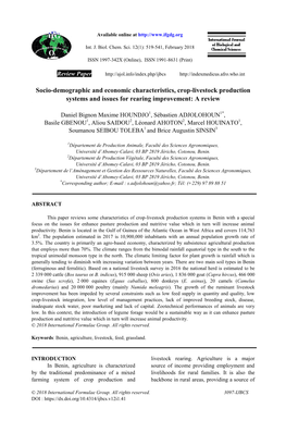 Socio-Demographic and Economic Characteristics, Crop-Livestock Production Systems and Issues for Rearing Improvement: a Review