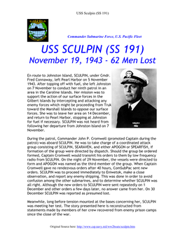Comsubforpac USS SCULPIN (SS 191)