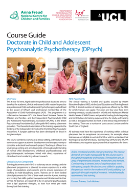 Course Guide Doctorate in Child and Adolescent Psychoanalytic Psychotherapy (Dpsych)