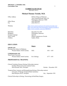 MICHAEL T. TEIXIDO, MD Curriculum Vitae 1