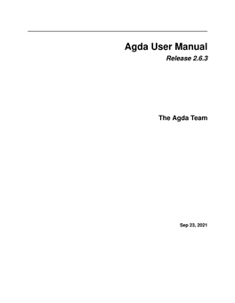 Agda User Manual Release 2.6.3