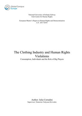 The Clothing Industry and Human Rights Violations Consumption, Individuals and the Role of Big Players