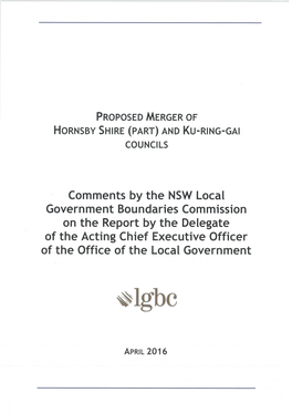 Hornsby (Part) and Ku-Ring-Gai 1 Local Government Boundaries Commission