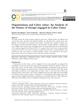An Analysis of the Nature of Groups Engaged in Cyber Crime