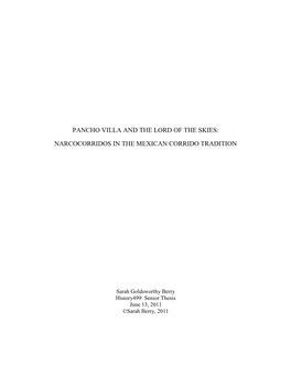 Pancho Villa and the Lord of the Skies: Narcocorridos in the Mexican Corrido Tradition