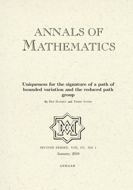 Uniqueness for the Signature of a Path of Bounded Variation and the Reduced Path Group