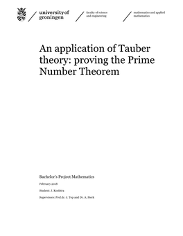 An Application of Tauber Theory: Proving the Prime Number Theorem