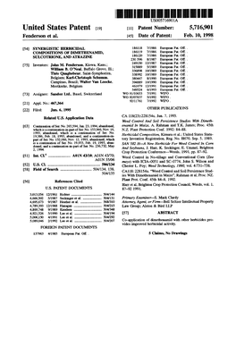 United States Patent (19) 11 Patent Number: 5,716,901 Fenderson Et Al