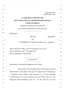 Cacc 320/2016 [2020] Hkca 184 in the High Court of the Hong